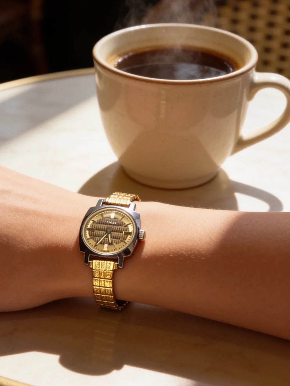 Timex Gold Stainless Steel Working Wind Up Women's Bracelet Watch